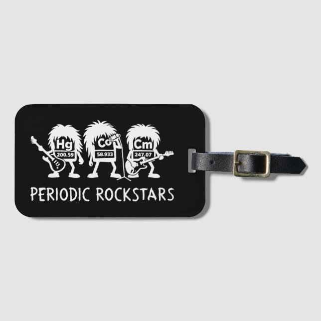 Etiqueta Para Maletas Periodic Rockstars Chemistry Humor (Anverso horizontal)