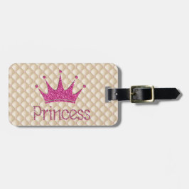 Etiqueta Para Maletas Perlas de Moda encantadoras, Tiara, Princesa, Purp