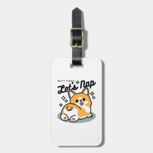 Etiqueta Para Maletas Pero primero, Nap - Personalizado de Corgi Butt