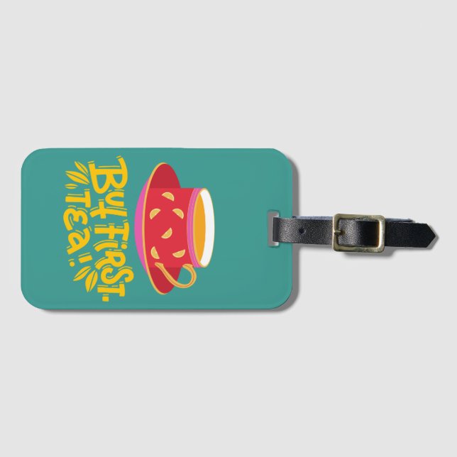 ETIQUETA PARA MALETAS PERO PRIMERO TÉ (Anverso horizontal)