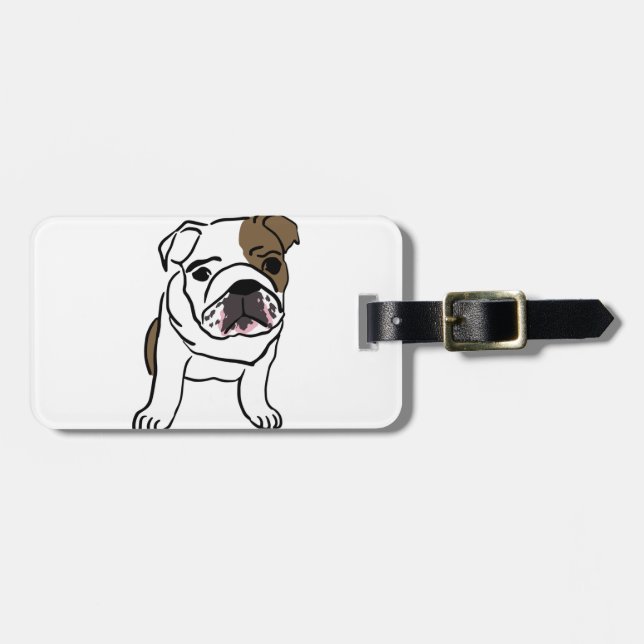 Etiqueta Para Maletas Perrito Bulldog inglés personalizado (Frente Horizontal)