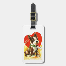 Etiqueta Para Maletas Perrito hermoso de Boston Terrier de la tarjeta