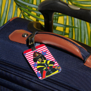 ETIQUETA PARA MALETAS PERRO BOMBERO DACHSHUND