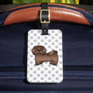 Etiqueta Para Maletas Perro de dibujos animados Havanés de chocolate y t