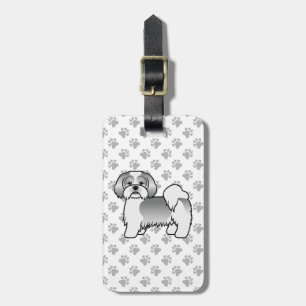Etiqueta Para Maletas Perro De Dibujos Animados Lhasa Apso Plateado Y Bl