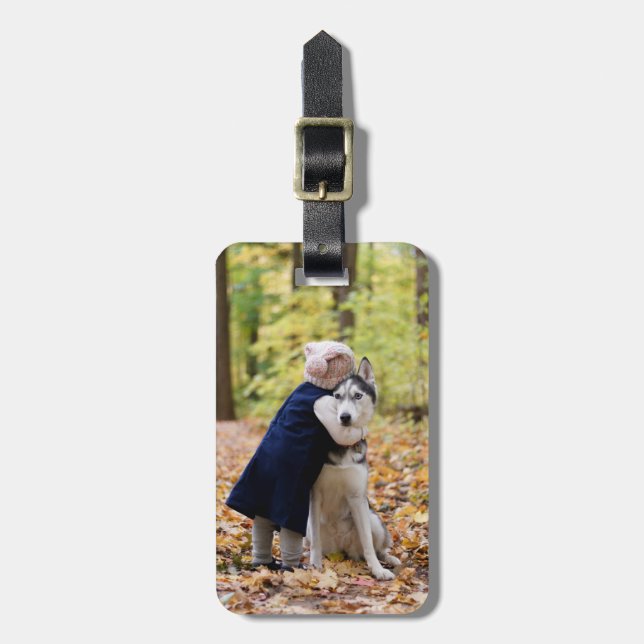 Etiqueta Para Maletas Perro de Foto Personalizada (Frente Vertical)