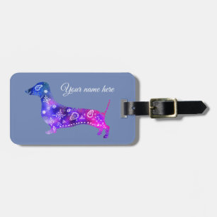 Etiqueta Para Maletas Perro de la mandala, correa de cuero de la