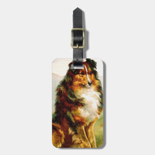 Etiqueta Para Maletas Perro del collie del vintage