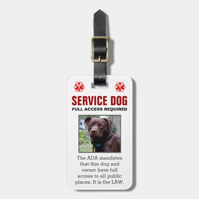 Etiqueta Para Maletas Perro del servicio - insignia requerida acceso (Frente Vertical)