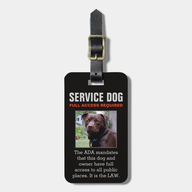 Etiqueta Para Maletas Perro del servicio - negro - insignia requerida (Frente Vertical)