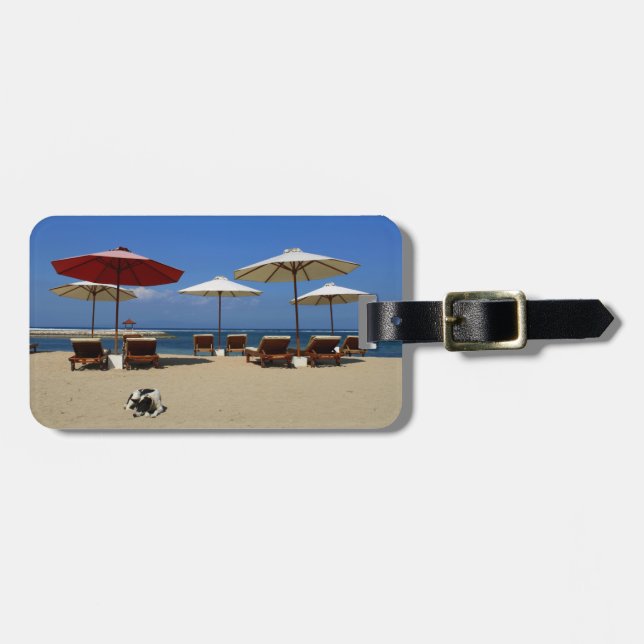 Etiqueta Para Maletas Perro en la playa (Frente Horizontal)