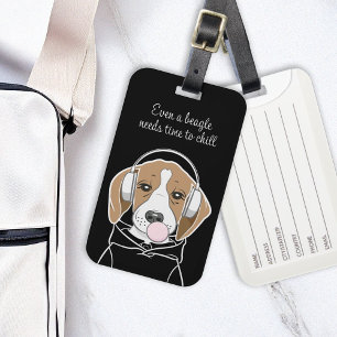 Etiqueta Para Maletas Perro escalofriante con Bubblegum Cute Gracioso Be