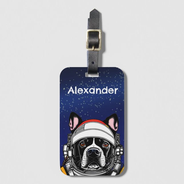 Etiqueta Para Maletas Perro Espacial Personalizado (Anverso vertical)