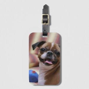 Etiqueta Para Maletas Perro feliz con juguete