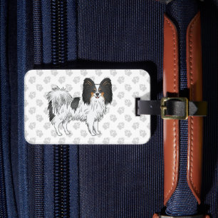 Etiqueta Para Maletas Perro Feliz Cute Papillon Tricolor Con Texto Perso
