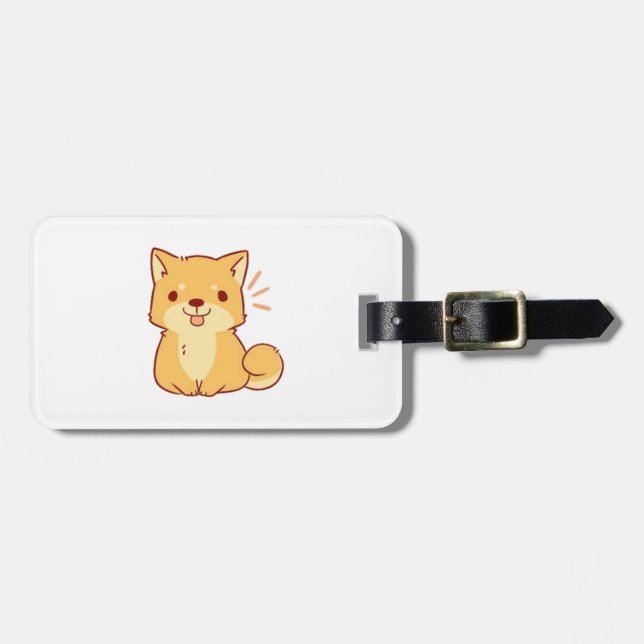 Etiqueta Para Maletas Perro Kawaii Shiba (Frente Horizontal)