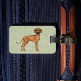 Etiqueta Para Maletas Perro León Marrón Bonito Rhodesian Ridgeback Verde