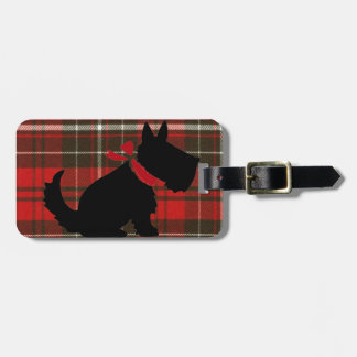 Etiqueta Para Maletas Perro lindo de Scotty y tartán rojo