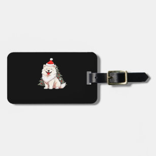 Etiqueta Para Maletas Perro lindo que lleva sombrero de Santa y camiseta