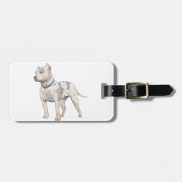 Etiqueta Para Maletas Perro lindo y poderoso del pitbull del bosquejo de