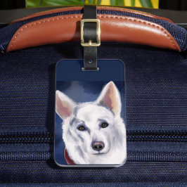 ETIQUETA PARA MALETAS PERRO LOBO ALEMÁN BLANCO