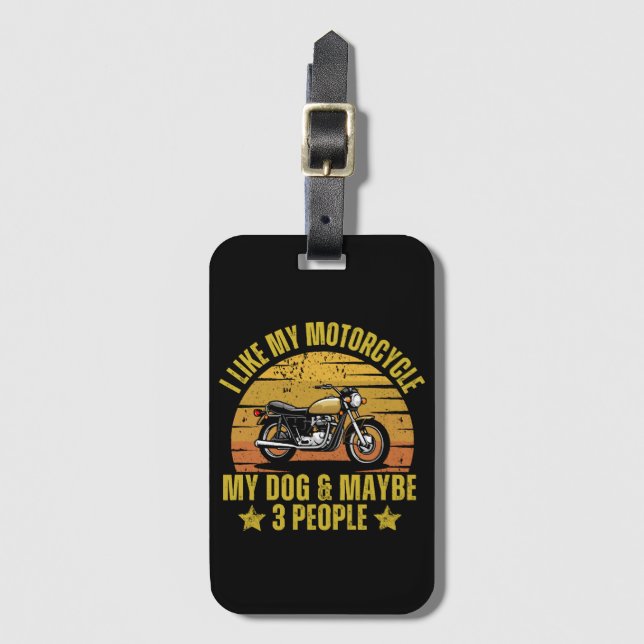 Etiqueta Para Maletas Perro Motocicleta (Anverso vertical)