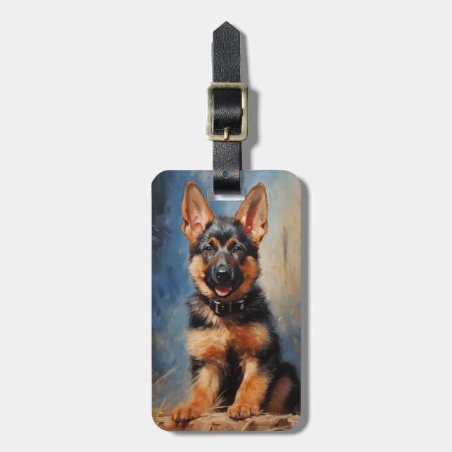 Etiqueta Para Maletas Perro pastor alemán (Frente Vertical)