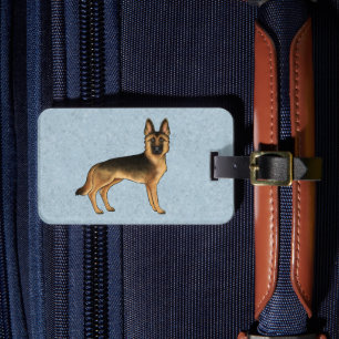Etiqueta Para Maletas Perro Pastor Alemán Negro Y Tan Con Texto Personal