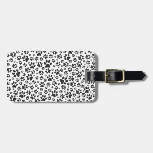 Etiqueta Para Maletas Perro Paws Black and White Polka Dot