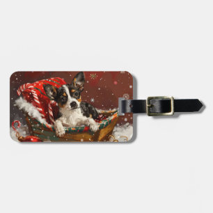 Etiqueta Para Maletas Perro Rat Terrier Navideño Festivo