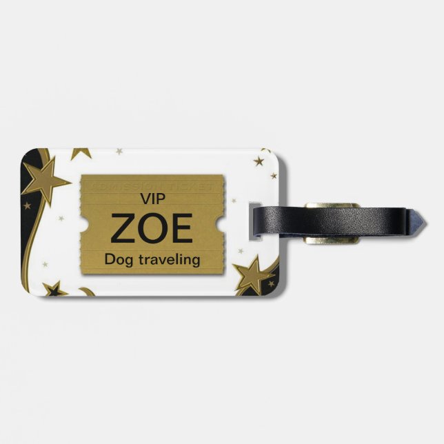 Etiqueta Para Maletas Perro VIP Mascota muy importante viajando (Atrás Horizontal)