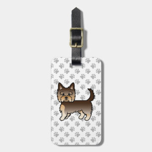 Etiqueta Para Maletas Perro Yorkshire Terrier de Chocolate & Texto Perso