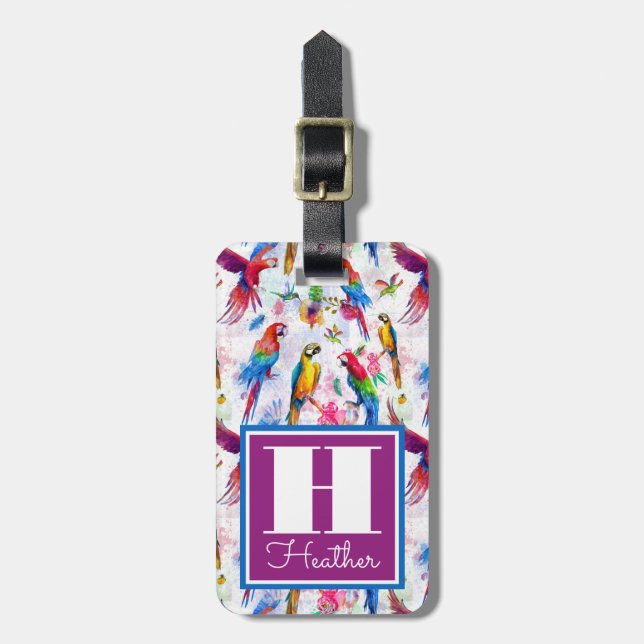 Etiqueta Para Maletas Perros de estilo acuarela| Monograma (Frente Vertical)