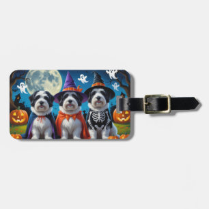 Etiqueta Para Maletas Perros de oveja ingleses antiguos calabaza Hallowe