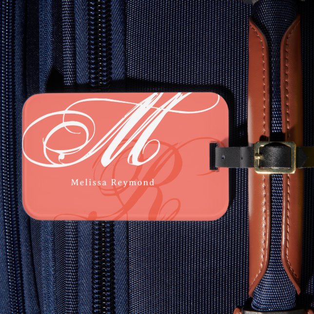 Etiqueta Para Maletas Persimón monograma sobredimensionado (Anverso In Situ 4)