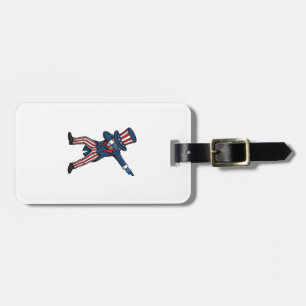 Etiqueta Para Maletas Personaje Patriótico Dabbing Diseño Vector Vintage