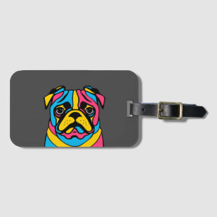 Etiqueta Para Maletas personalizable 3 tono pug