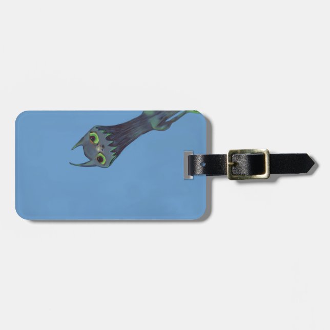 Etiqueta Para Maletas Personalizable azul del monstruo (Frente Horizontal)
