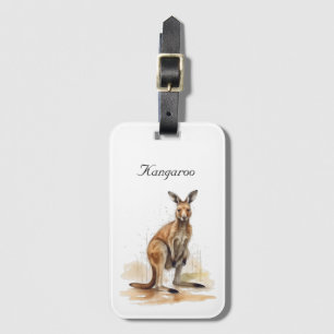 Etiqueta Para Maletas personalizable canguro acuarela