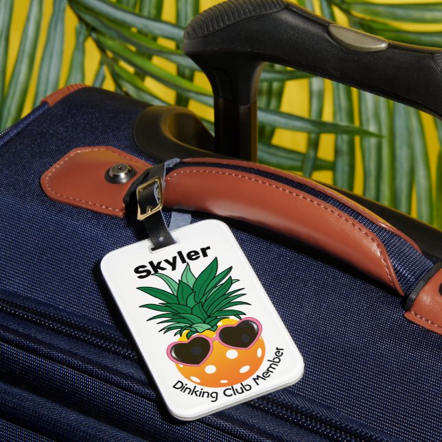 Etiqueta Para Maletas Personalizable Club Dinking Pickleball piña (Anverso In situ 1)