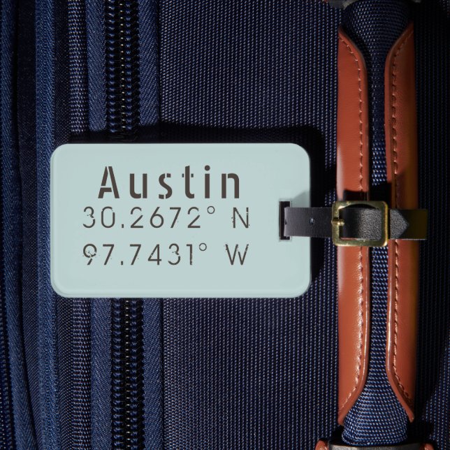 Etiqueta Para Maletas Personalizable de longitud Austin Latitude (Anverso In situ 4)
