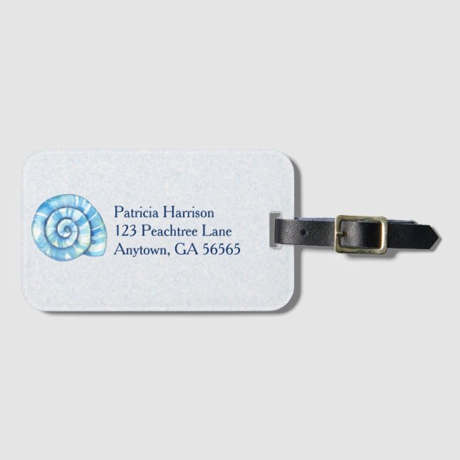 Etiqueta Para Maletas Personalizable de vacaciones de Seashell Beach (Anverso horizontal)