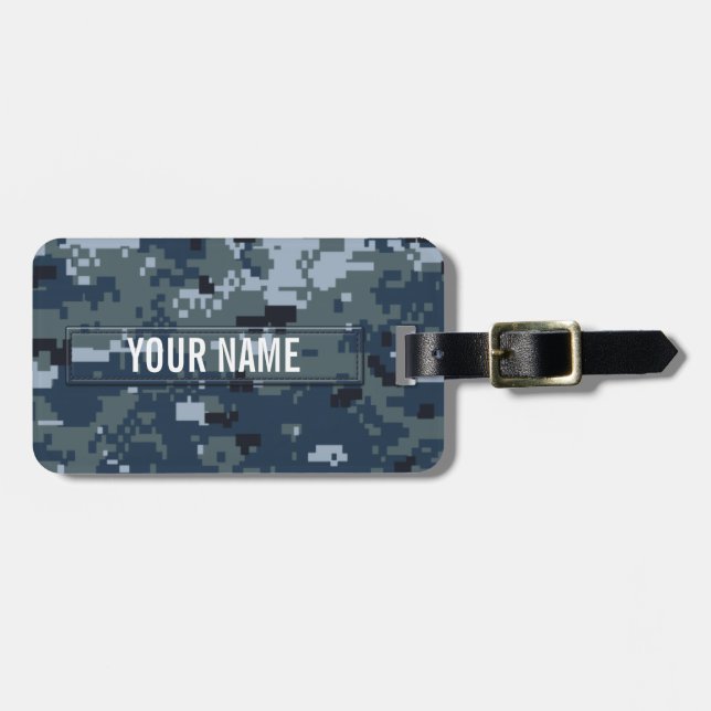 Etiqueta Para Maletas Personalizable del camuflaje de la marina de (Frente Horizontal)