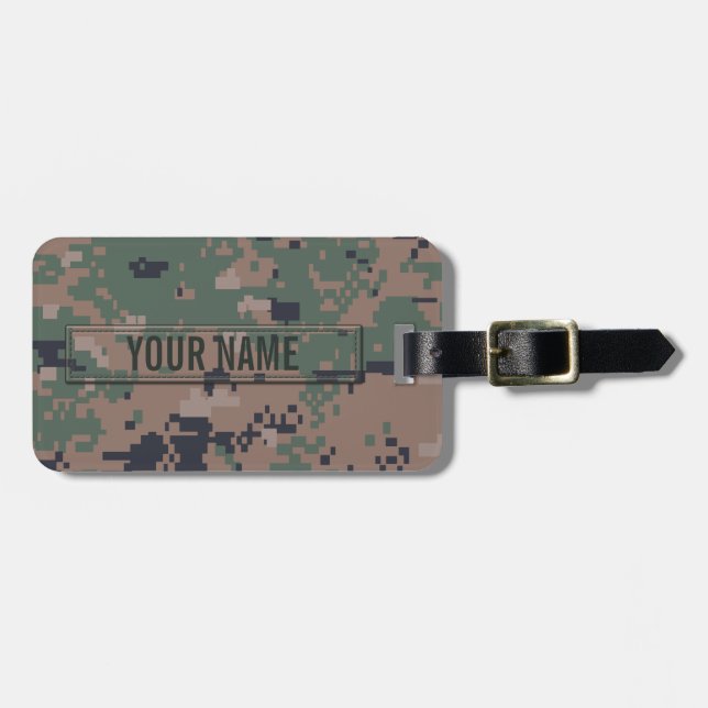 Etiqueta Para Maletas Personalizable del camuflaje del arbolado de (Frente Horizontal)