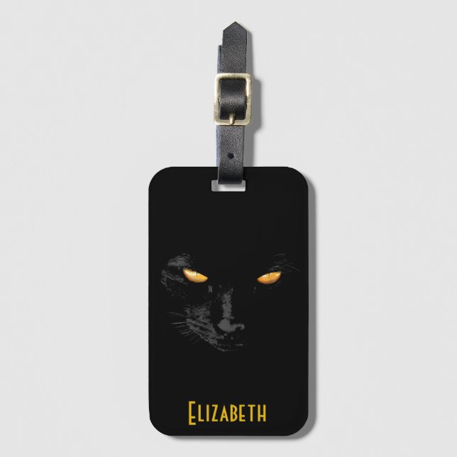 Etiqueta Para Maletas Personalizable mágico del gato negro (Anverso vertical)
