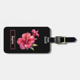 Etiqueta Para Maletas Personalizable moderno rosado de flores hibiscus