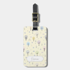 Etiqueta Para Maletas Personalizable Patrón de bosque escandinavo sin pr