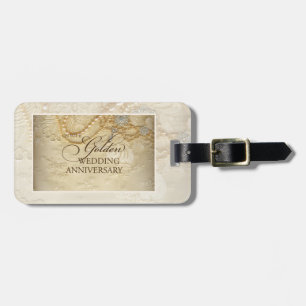 Etiqueta Para Maletas Personalizable, Perlas del 50 aniversario Boda