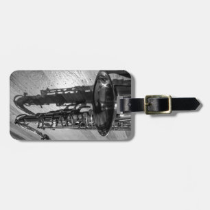 Etiqueta Para Maletas Personalizable saxofónico de tenor blanco y negro