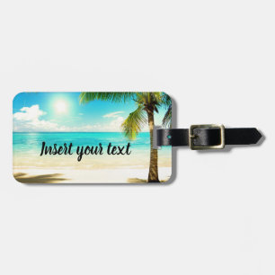 Etiqueta Para Maletas Personalizable soleado paisaje de playa